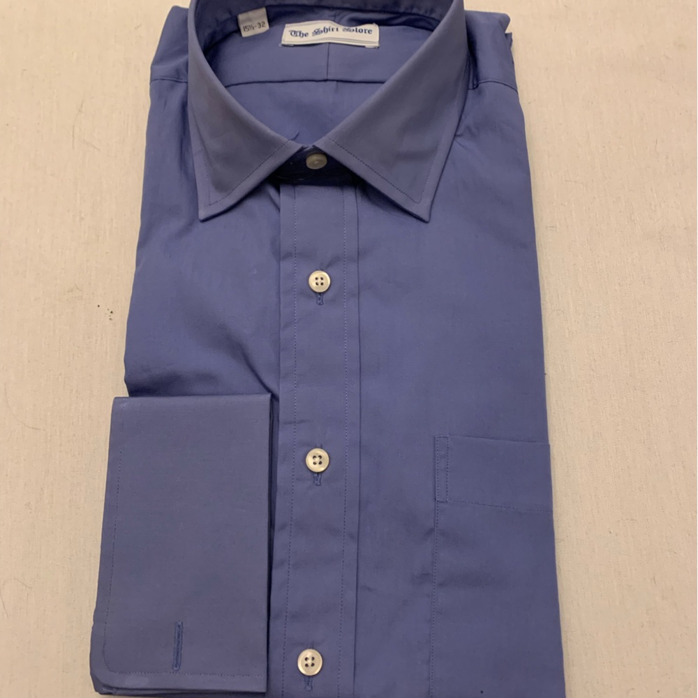 Mens The Shirt Store French Cuffs Blue Dress Shirt